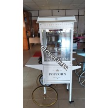 POPCORN MACHINE WITH CART WHITE / GOLDEN - TECNOPOP 8OZ-T RETRO